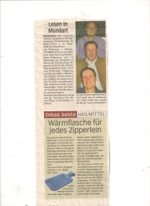Unterallgäuer Rundschau vom August 2012, Vorbericht auf die Lesung in Mindelheim, "wärmstens" empfohlen!