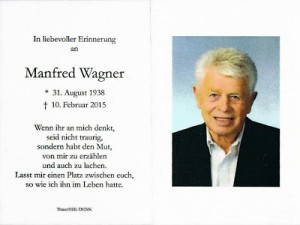 Deutscher Meister 1966 ... o plötzlich verstorben im Februar 2015: Der unvergessene Manni Wagner